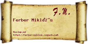 Ferber Miklós névjegykártya